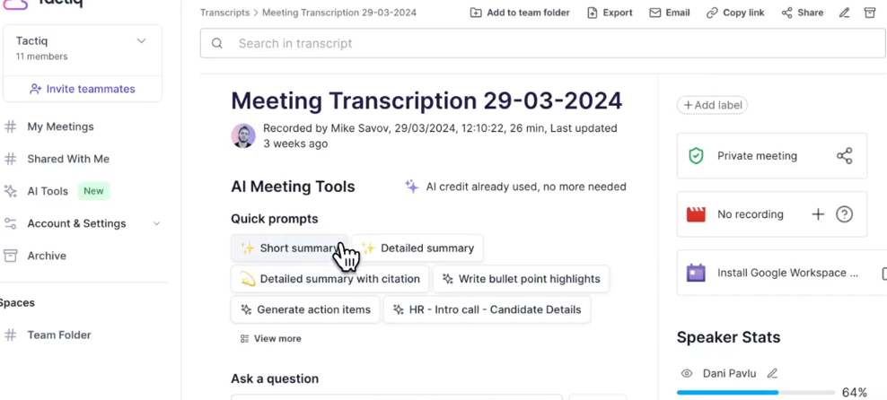 Tactiq – AI Meeting Notes