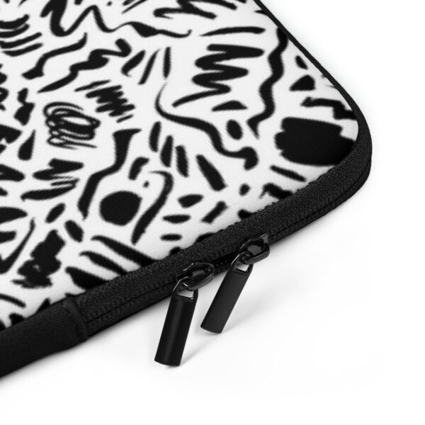 Abstract Chaos Black & White Laptop Sleeve – Artistic Protective Case for 13'' & 15'' Devices - Image 4