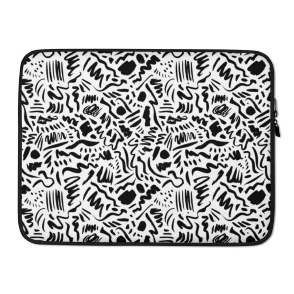 Abstract Chaos Black & White Laptop Sleeve – Artistic Protective Case for 13'' & 15'' Devices - Image 2