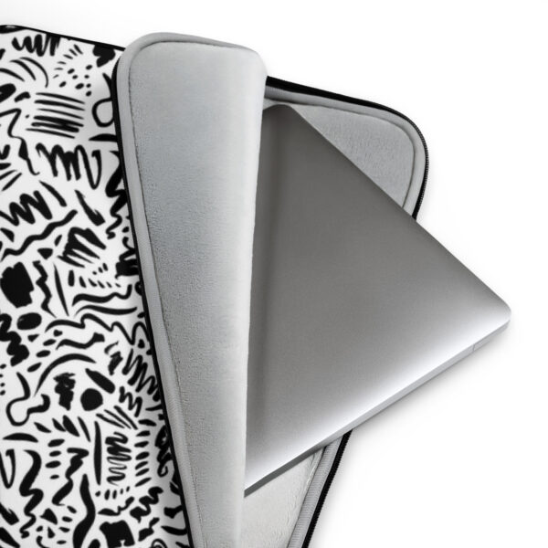 Abstract Chaos Black & White Laptop Sleeve – Artistic Protective Case for 13'' & 15'' Devices - Image 3