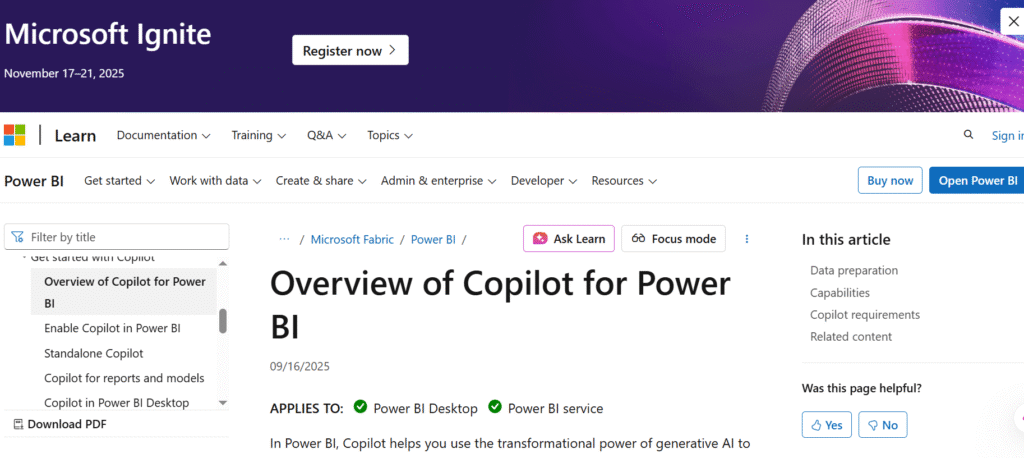 Microsoft Power BI with Copilot