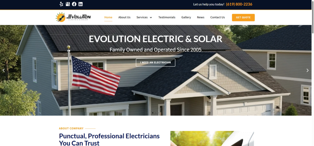 EvolutionElectricSolar.com home page