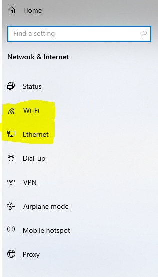 Click on Wi-Fi or Ethernet, depending on how you are connected.