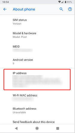 Scroll down to find IP address under network details.