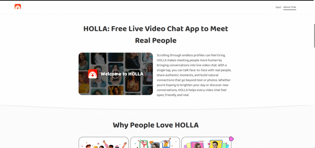 Holla home page sceern short